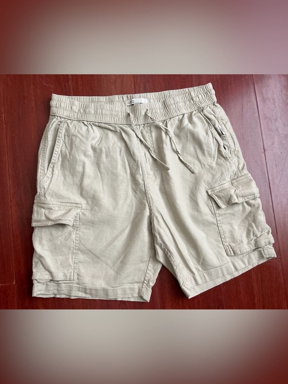 Onia Beige Drawstring Cargo Shorts